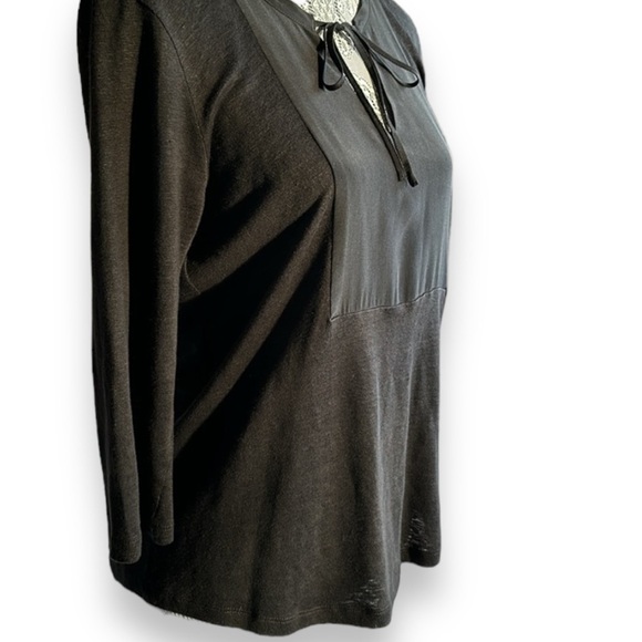 Sandro Paris | Black Keyhole Tie Front Blouse | Size 1 | Small - Picture 4 of 9